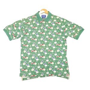 Pendleton Polo Shirt Men’s Size Large Green Patriotic Red Blue Tree Short Sleeve